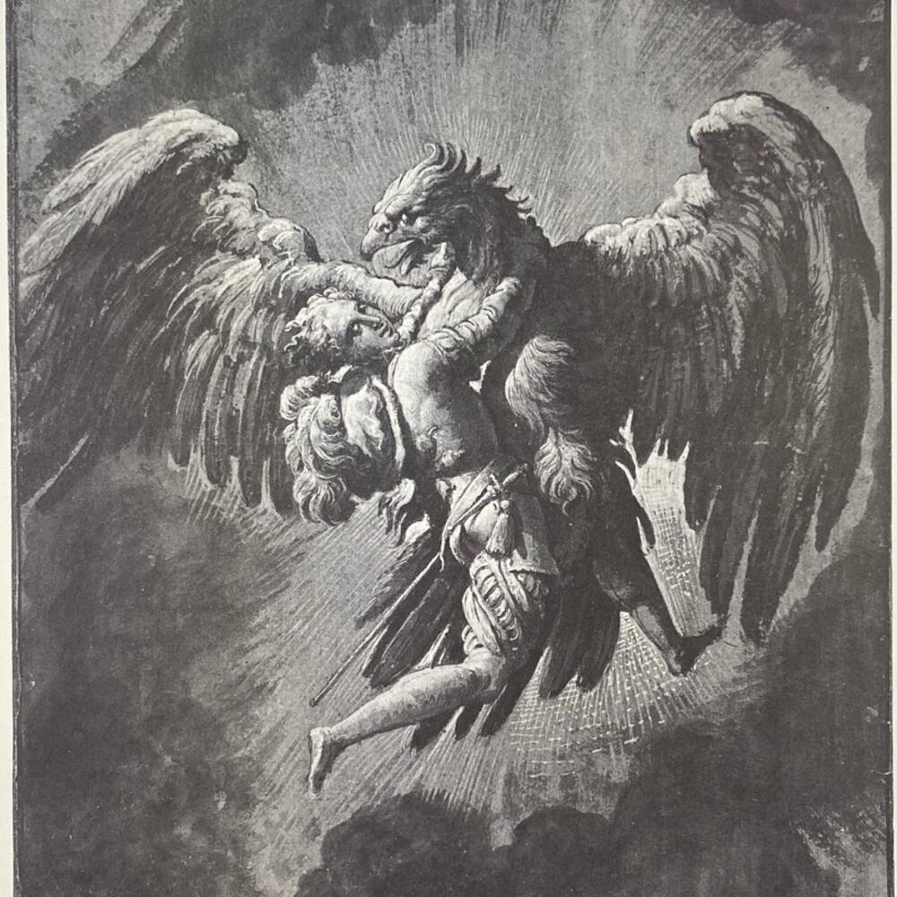 dell'Abbate, Rape of Ganymede, Drawing, Print, Bookplate, Art, ~ 240623-WH 595